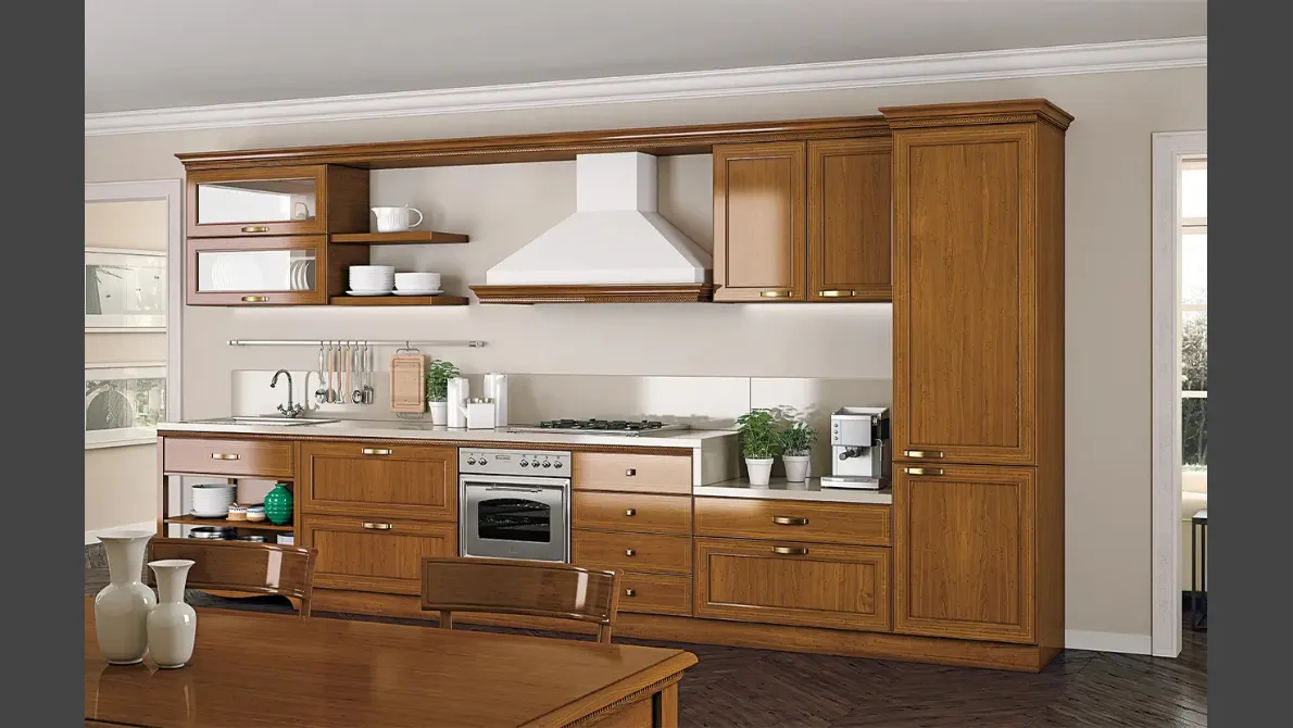 Cucina Classica lineare in legno I Ciliegi composizione 03 di Le Fablier