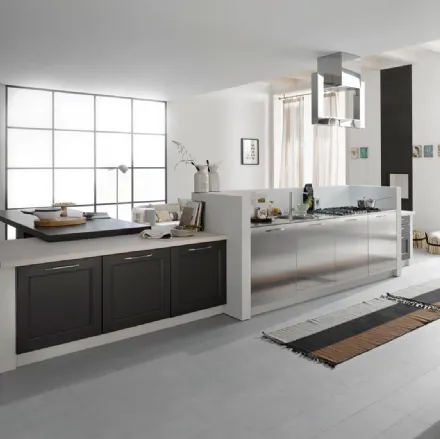 Cucina Classica lineare in legno e acciaio Asolo 04 di Dibiesse