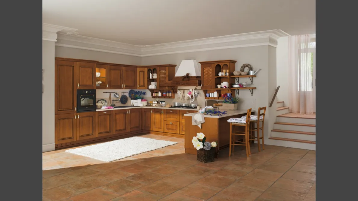 Cucina Classica angolare in legno di ciliegio Contessa di Ar-Tre
