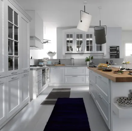 Cucina Classica angolare in legno laccato bianco opaco Asolo 03 di Dibiesse