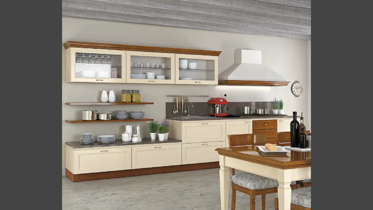 Cucina Classica lineare in legno laccato opaco I Ciliegi composizione 02 Le Fablier