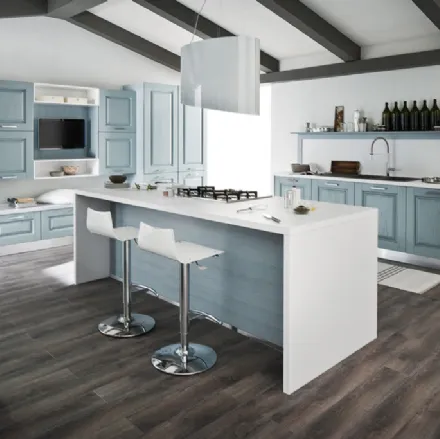 Cucina Classica ad isola in legno tinto azzurro I Masselli di Ar-Tre