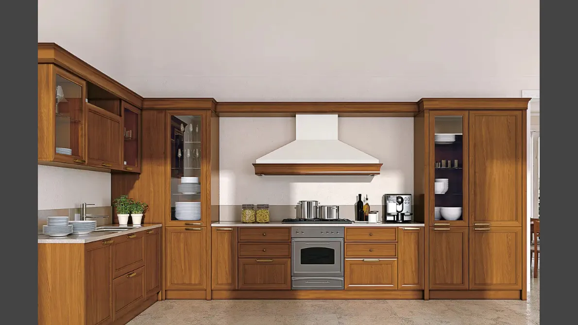 Cucina Classica angolare in legno Le Gemme composizione 04 di Le Fablier