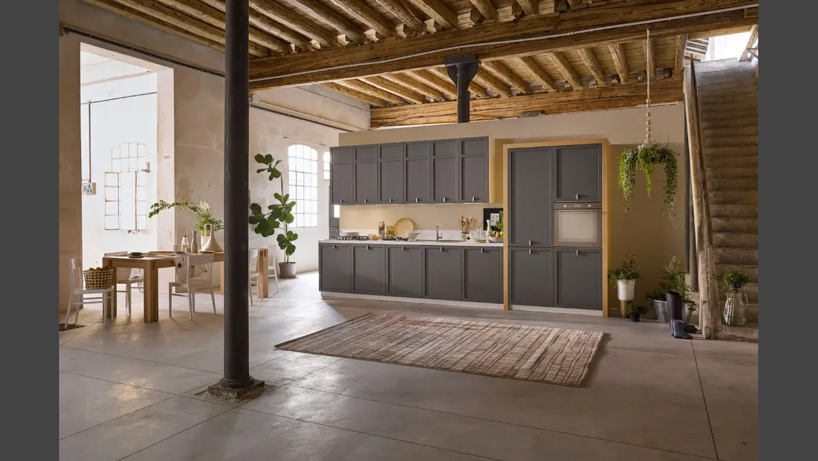 Cucina Classica in legno laccato grigio opaco Mia lineare di Dibiesse