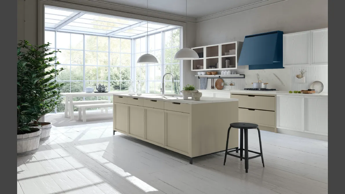 Cucina Classica Newport v2b in Frassino laccato Bianco Alba di Stosa