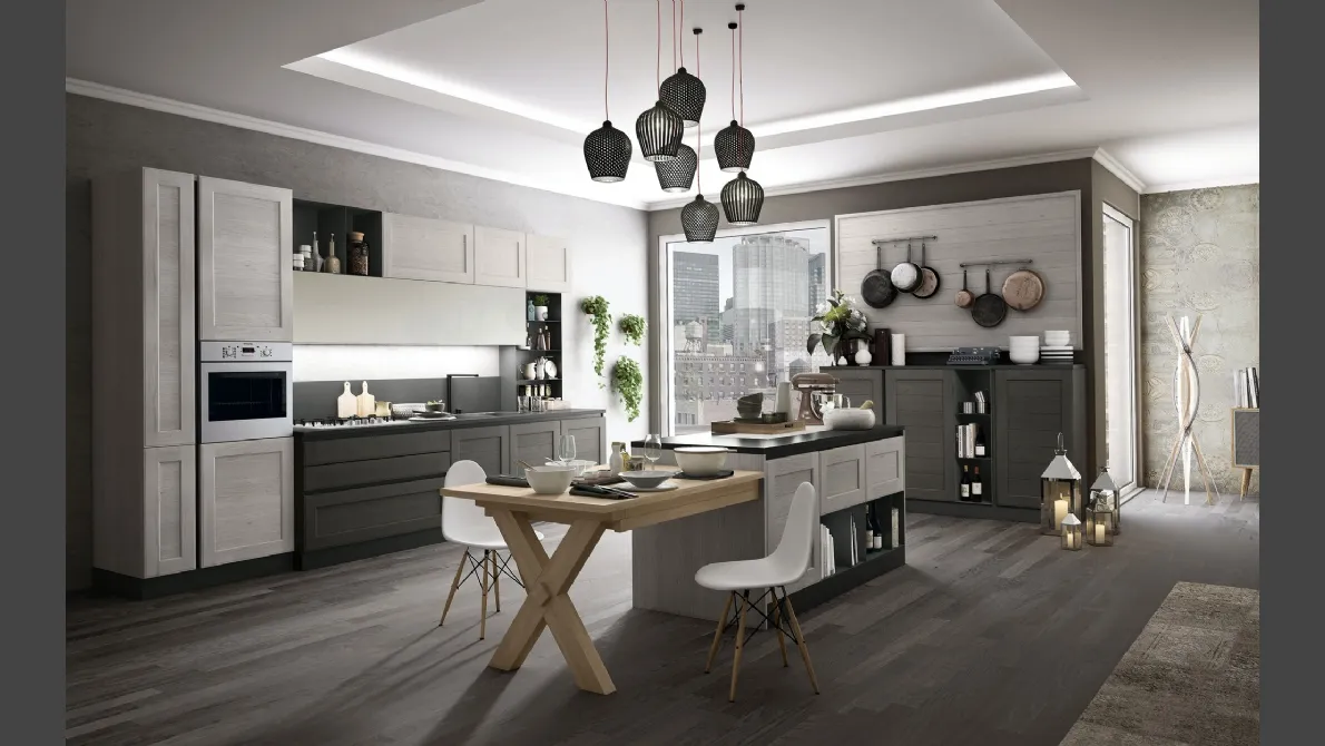 Cucina Classica York v5 in Rovere Calce e Lava di Stosa