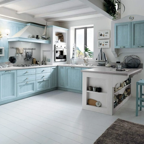 Cucina in Muratura con penisola Everyday Anice Talcato di Callesella
