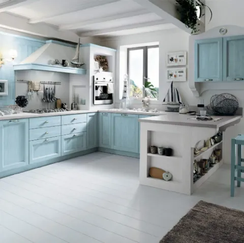 Cucina angolare in Muratura con penisola Everyday Anice Talcato di Callesella