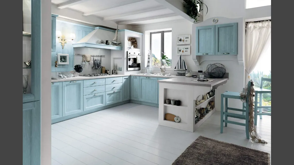 Cucina angolare in Muratura con penisola Everyday Anice Talcato di Callesella