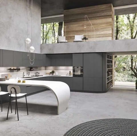 Cucina Moderna con penisola Progetto Sistema Laccato 04 di Ar-Tre