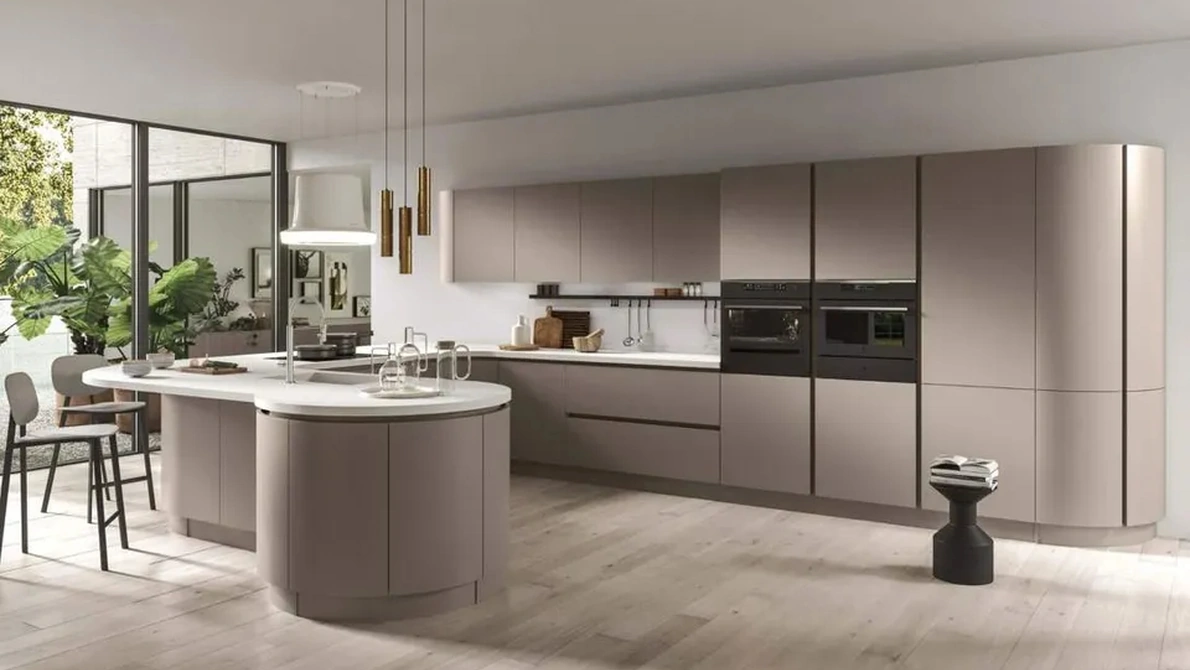 Cucina Moderna con penisola Progetto Sistema Laccato 05 di Ar-Tre