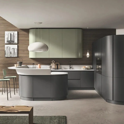 Cucina Moderna con penisola Progetto Sistema Laccato 06 di Ar-Tre