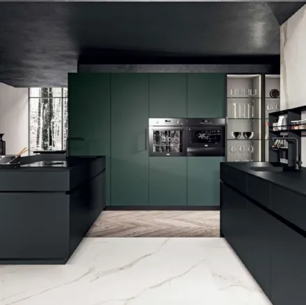 Cucina Moderna Area 22 30° con penisola in laccato opaco di Dibiesse