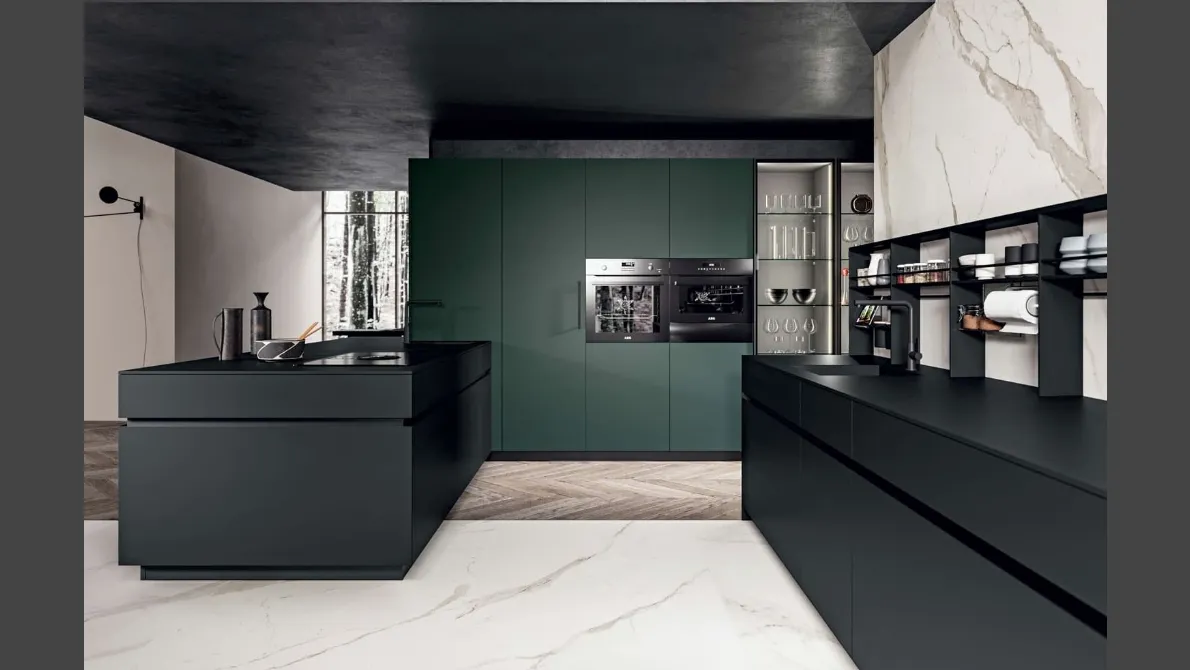 Cucina Moderna Area 22 30° con penisola in laccato opaco di Dibiesse