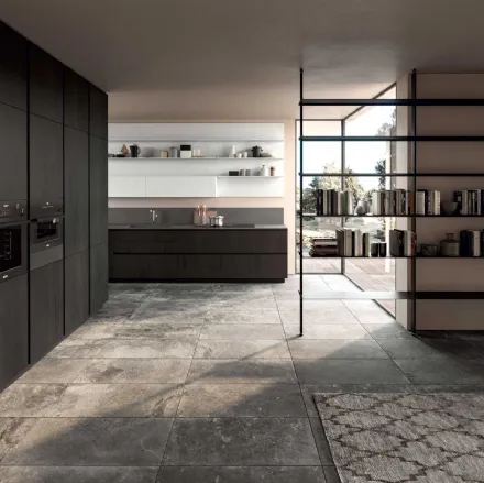 Cucina Moderna Area 22 Time angolare in olmo nero di Dibiesse