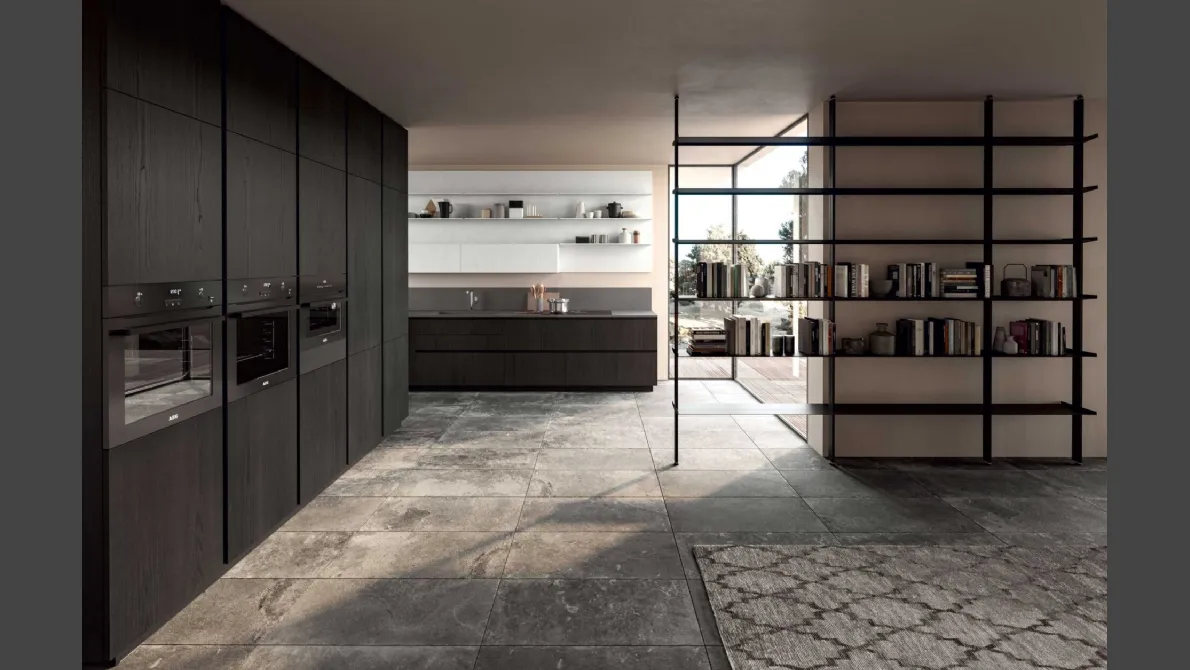 Cucina Moderna Area 22 Time angolare in olmo nero di Dibiesse