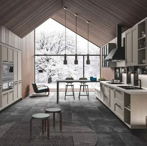 Cucina Moderna in legno laccato con penisola Cloe 03 di Ar-Tre