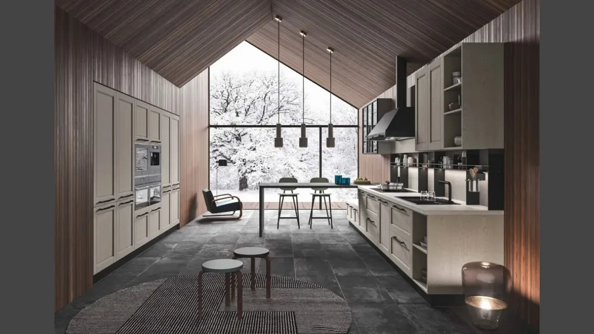 Cucina Moderna in legno laccato con penisola Cloe 03 di Ar-Tre