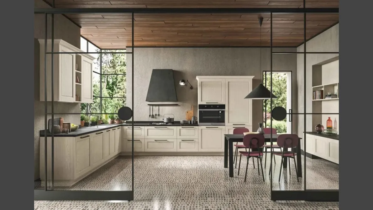 Cucina Moderna angolare in legno laccato Cloe 05 di Ar-Tre
