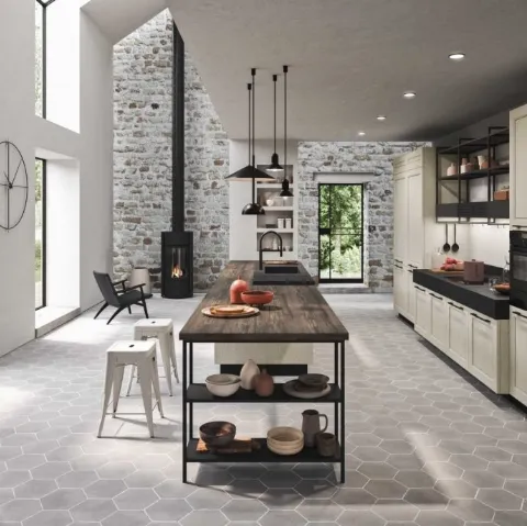 Cucina Moderna in legno laccato con penisola Cloe 06 di Ar-Tre