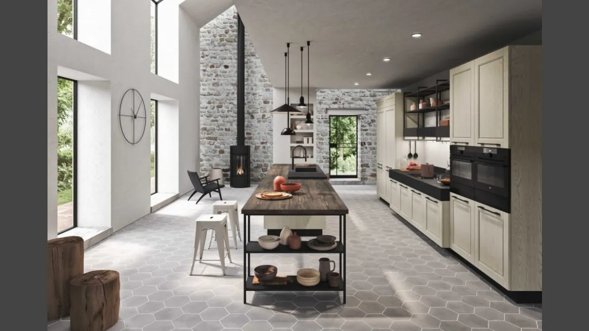 Cucina Moderna in legno laccato con penisola Cloe 06 di Ar-Tre