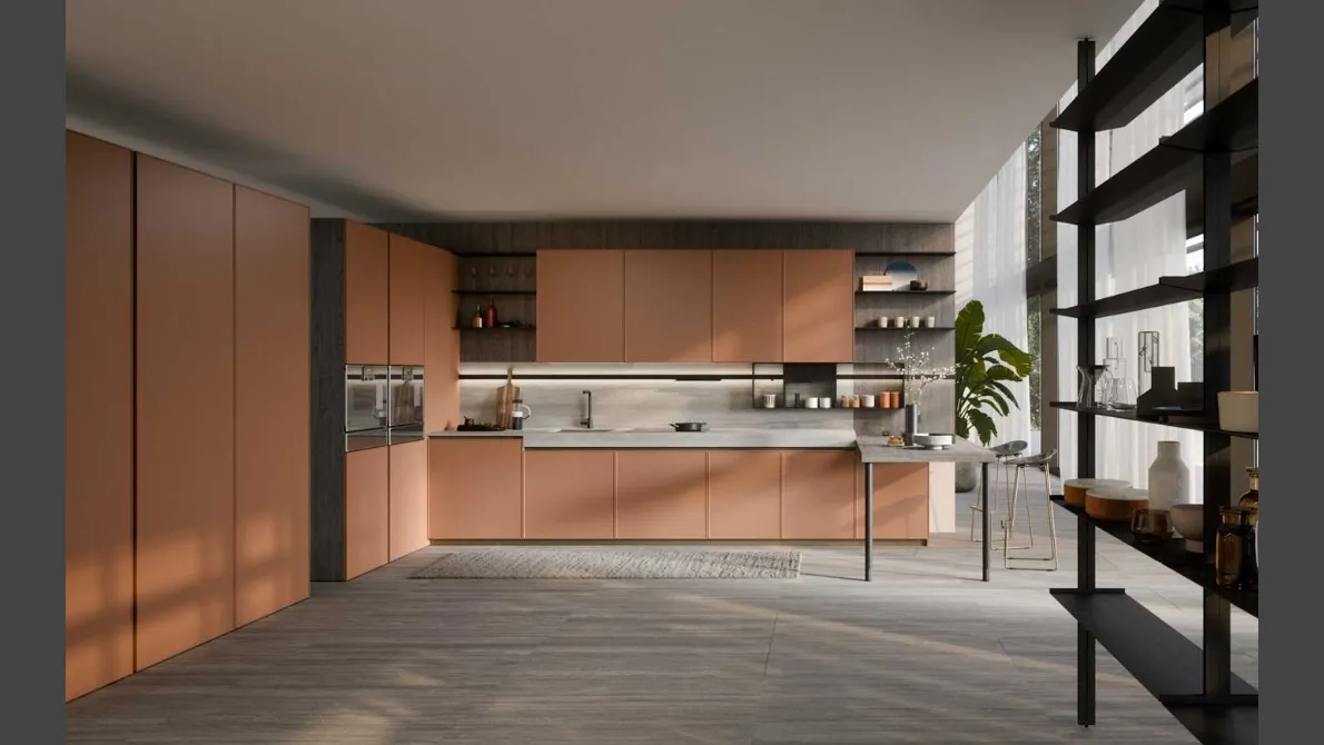 Cucina Moderna laccata Coco Light angolare con penisola di Dibiesse