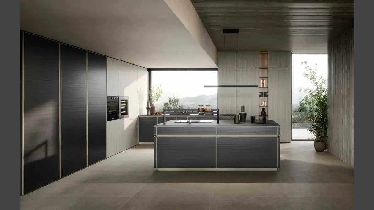 Cucina Moderna con isola Coco Stream Inchiostro di Dibiesse