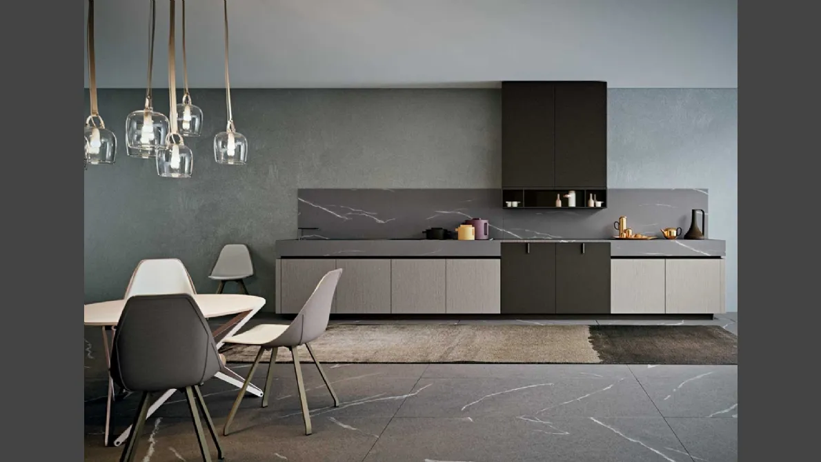 Cucina Moderna Area 22 Gola lineare in essenza Rovere e laccato opaco di Dibiesse