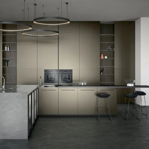 Cucina Moderna Filo 02 con ante verniciate a polvere Vega e finitura Palladio natural Stone di Dibiesse