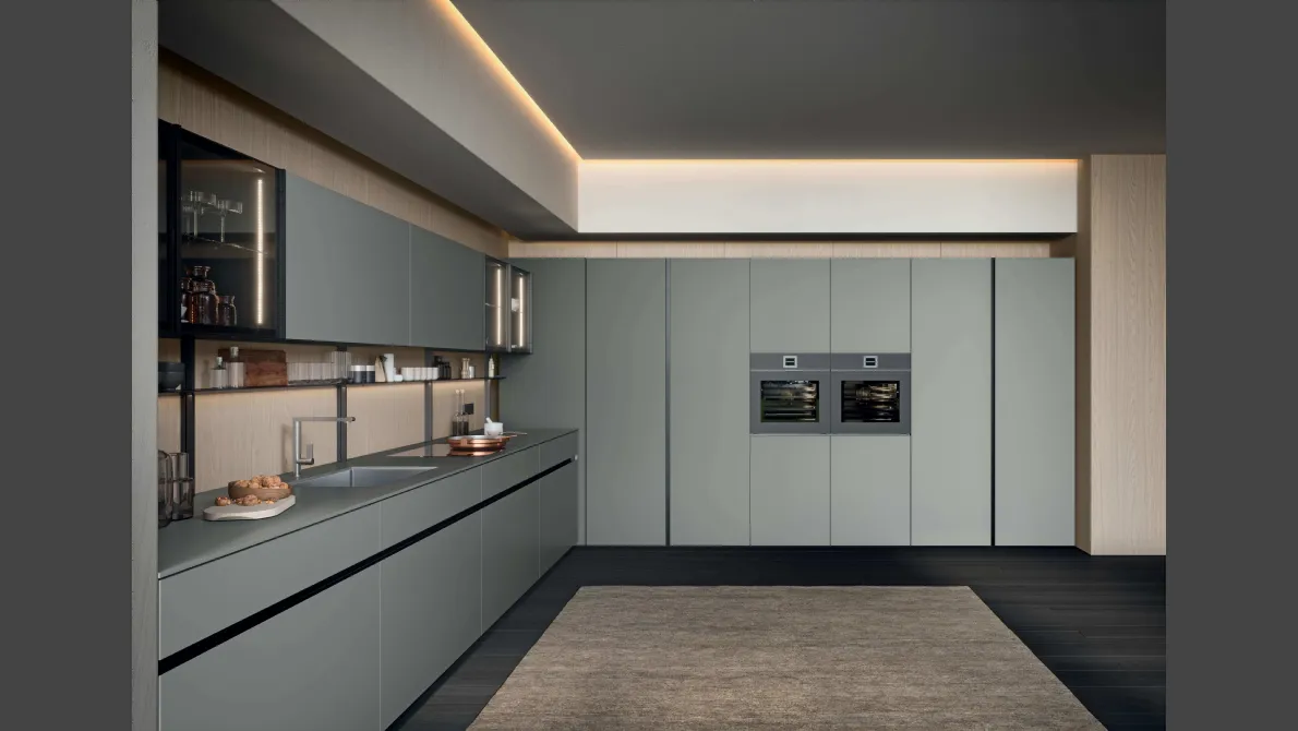 Cucina Moderna ad angolo GI30 02 in laccato Grigio opaco di Dibiesse