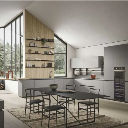 Cucina Moderna Emporio Job angolare con penisola di Dibiesse