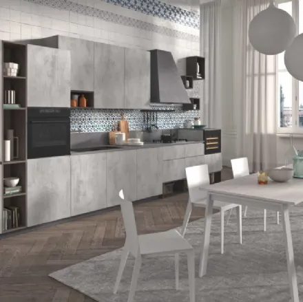 Cucina Moderna in finitura pietra argento Flo Evo 05 di Ar-Tre