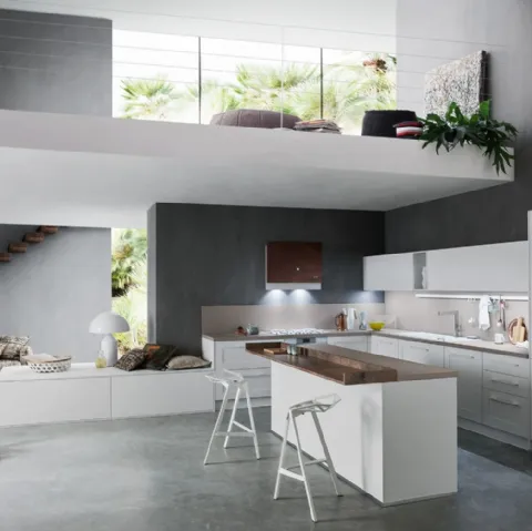 Cucina Moderna angolare in rovere bianco Frame di Ar-Tre
