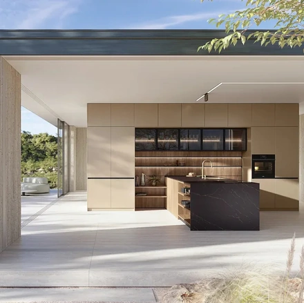 Cucina Moderna con penisola I Naturali 01 in laccato e legno di Ar-Tre