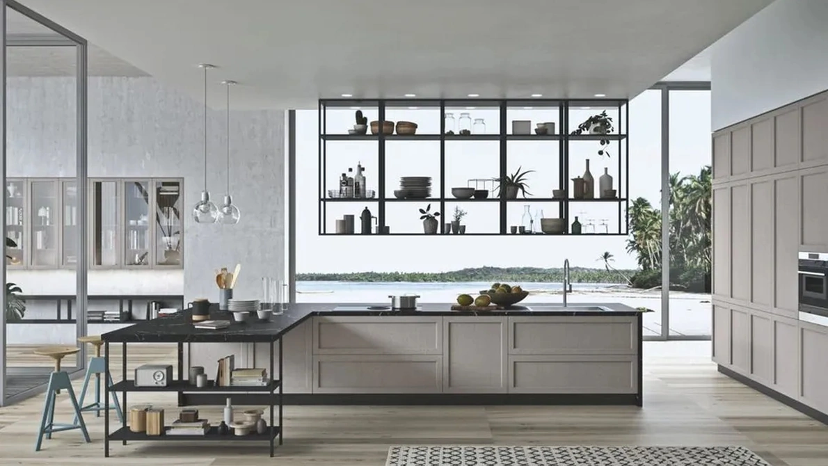 Cucina Moderna in legno laccato con isola Infinity 04 di Ar-Tre