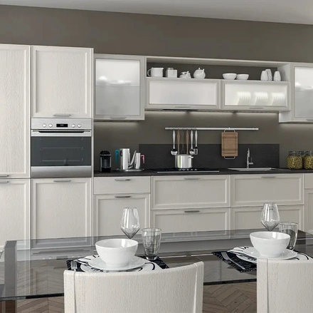 Cucina Moderna lineare Melograno Composizione PM03 in legno di frassino di Le Fablier