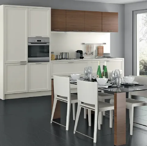 Cucina Moderna lineare Melograno in legno laccato opaco composizione 04 di Le Fablier