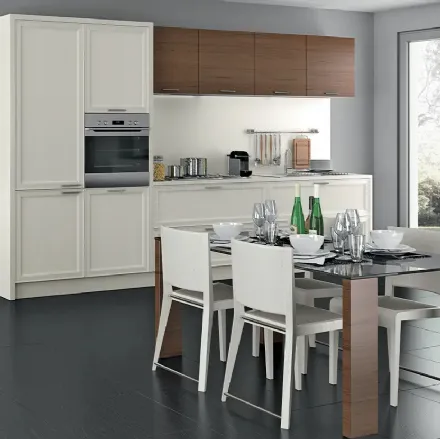 Cucina Moderna lineare Melograno in legno laccato opaco composizione 4 di Le Fablier