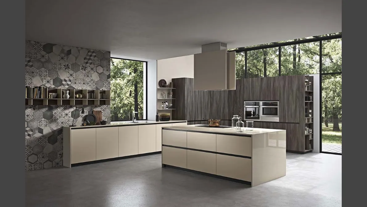 Cucina Moderna con isola Spring Job 01 in melaminico di Dibiesse