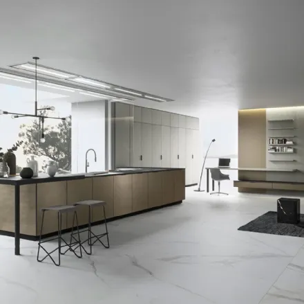 Cucina Moderna in laccato metallizzato Vestimi con penisola di Dibiesse