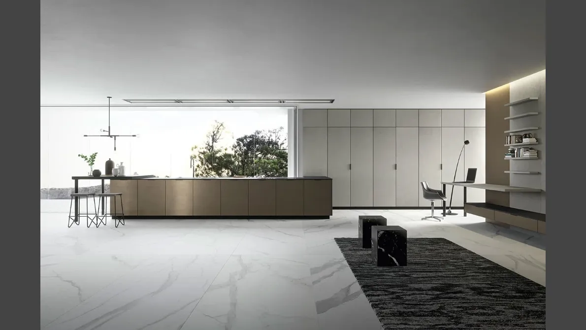 Cucina Moderna in laccato metallizzato Vestimi con penisola di Dibiesse