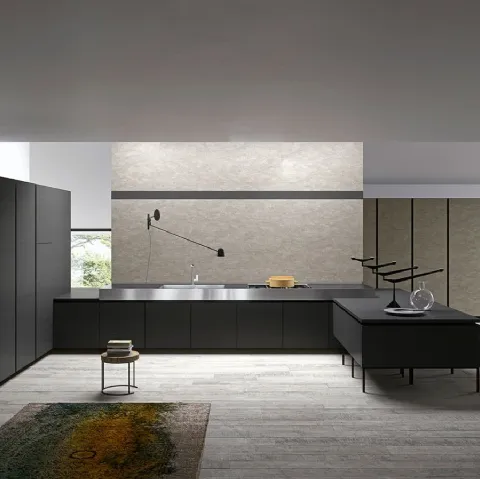 Cucina Moderna Vestimi in Fenix Ingo Nero con penisola di Dibiesse