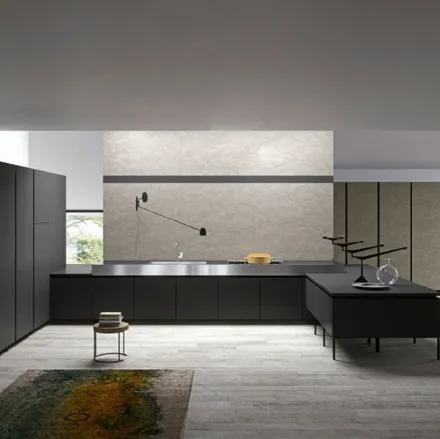 Cucina Moderna Vestimi in Fenix Ingo Nero con penisola di Dibiesse