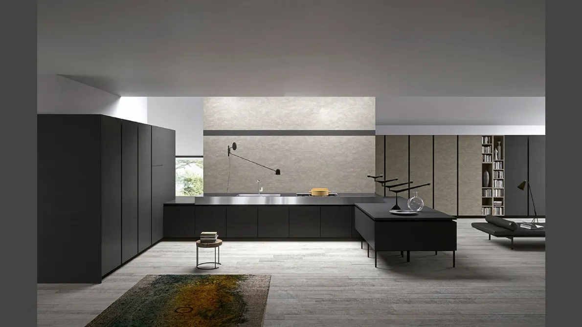 Cucina Moderna Vestimi in Fenix Ingo Nero con penisola di Dibiesse