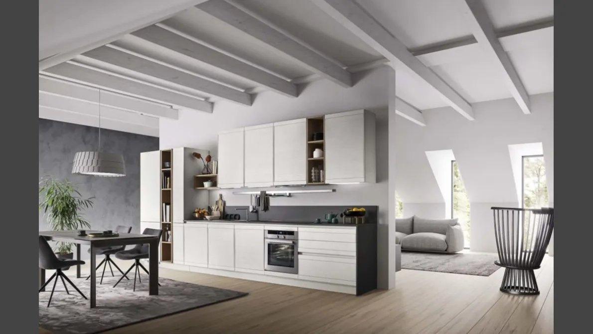 Cucina Moderna lineare in legno laccato Zoe Evolution 02 di Ar-Tre