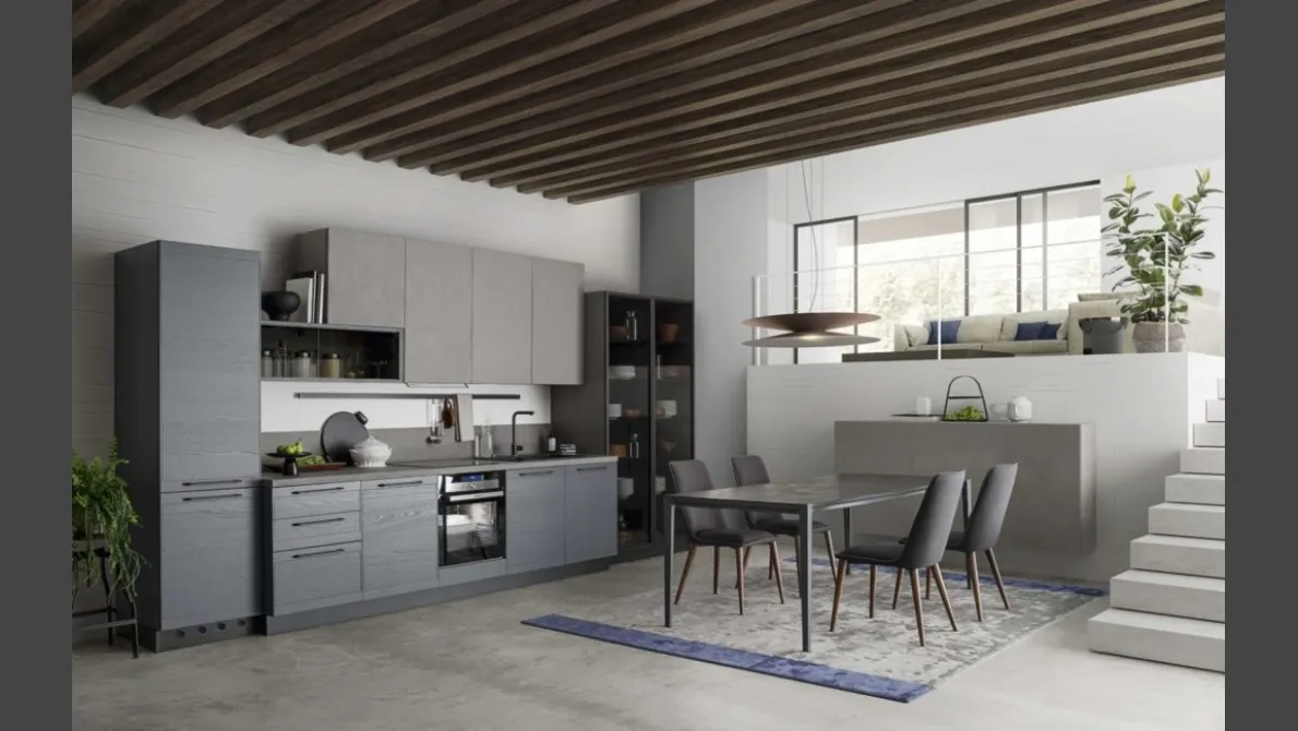 Cucina Moderna lineare in legno laccato Zoe Evolution 06 di Ar-Tre