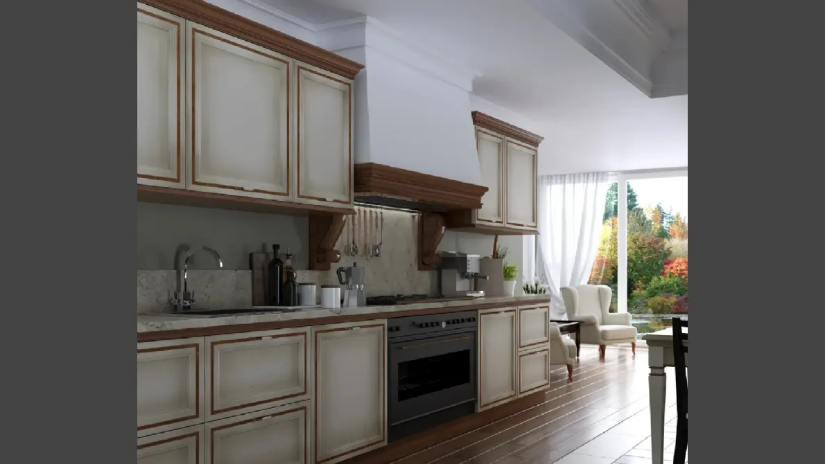 Cucina lineare Shabby Chic I Ciliegi composizione 06 di Le Fablier