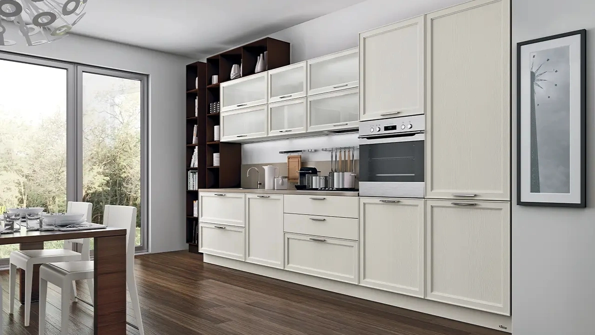 Cucina su misura lineare Melograno Composizione PM01 in legno di frassino di Le Fablier