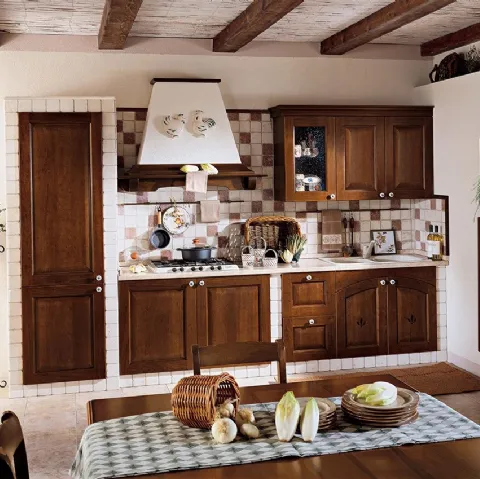 Cucina in muratura lineare in legno Asolana di Ar-Tre
