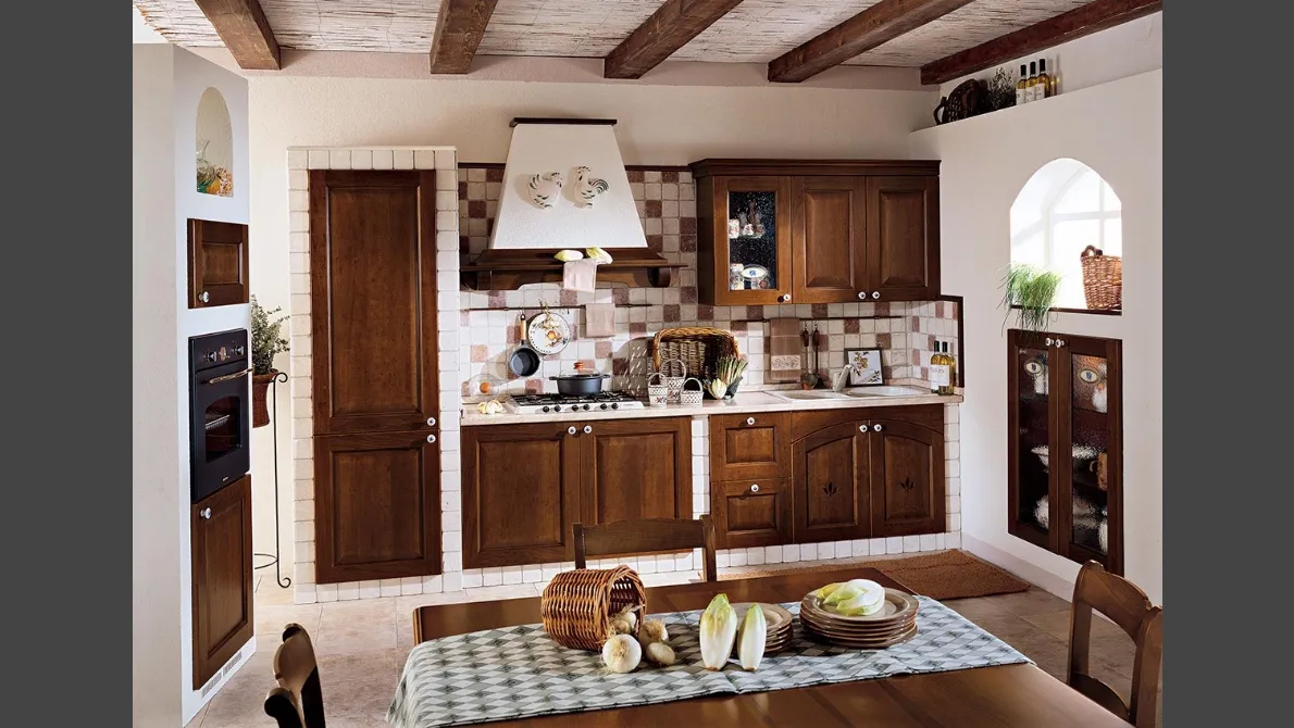 Cucina in muratura lineare in legno Asolana di Ar-Tre